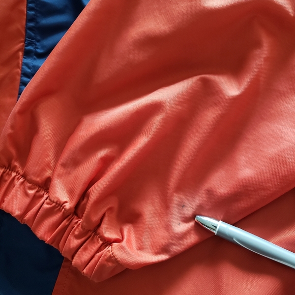 Vintage Adidas Windbreaker Jacket Men Size L Orange Blue Striped Full Zip Lined - Picture 11 of 11